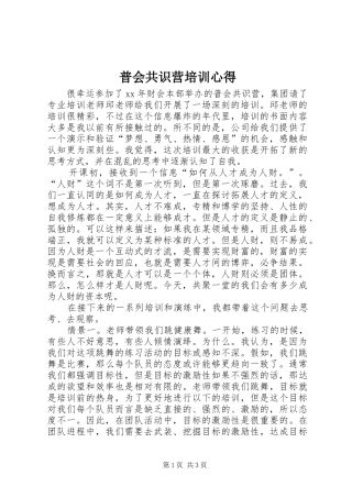 普会共识营培训心得