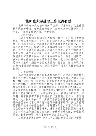 北师范大学挂职工作交流有感