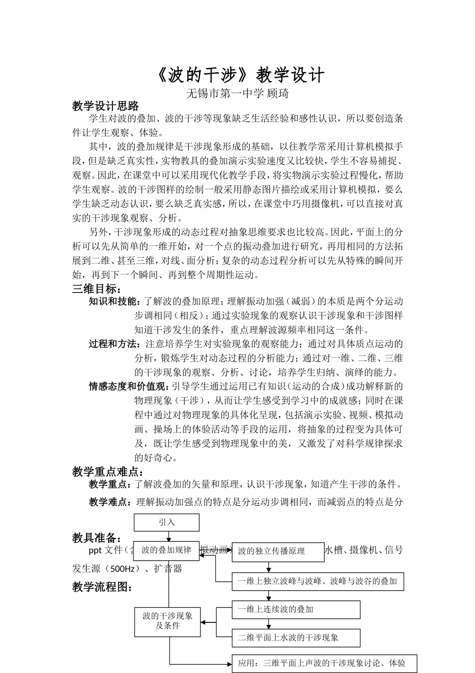 波的干涉教案_第1页