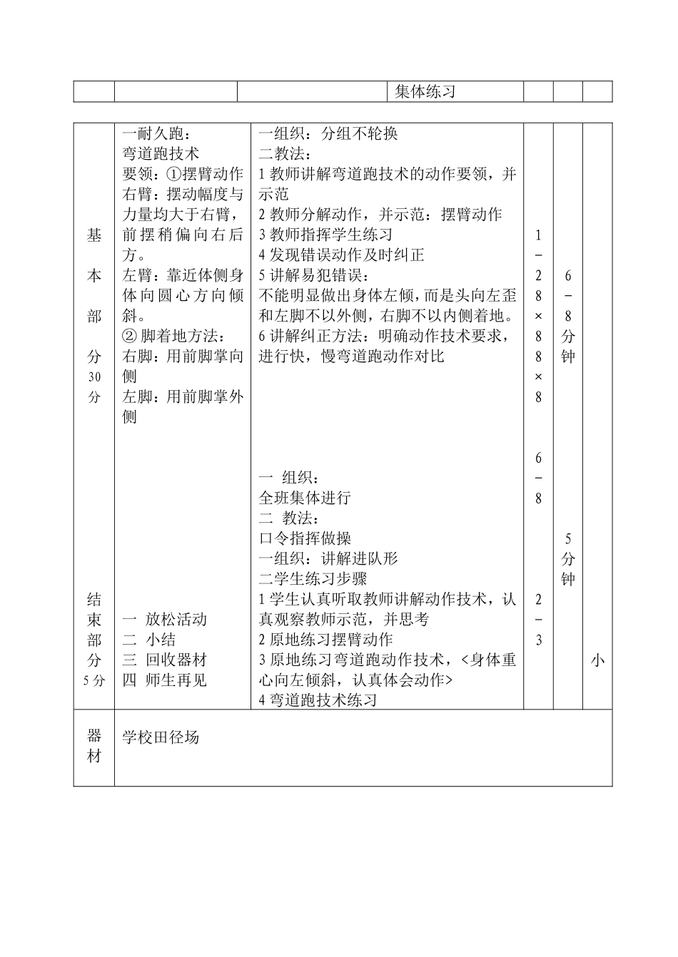 体育与健康课程教案（八上21）_第2页