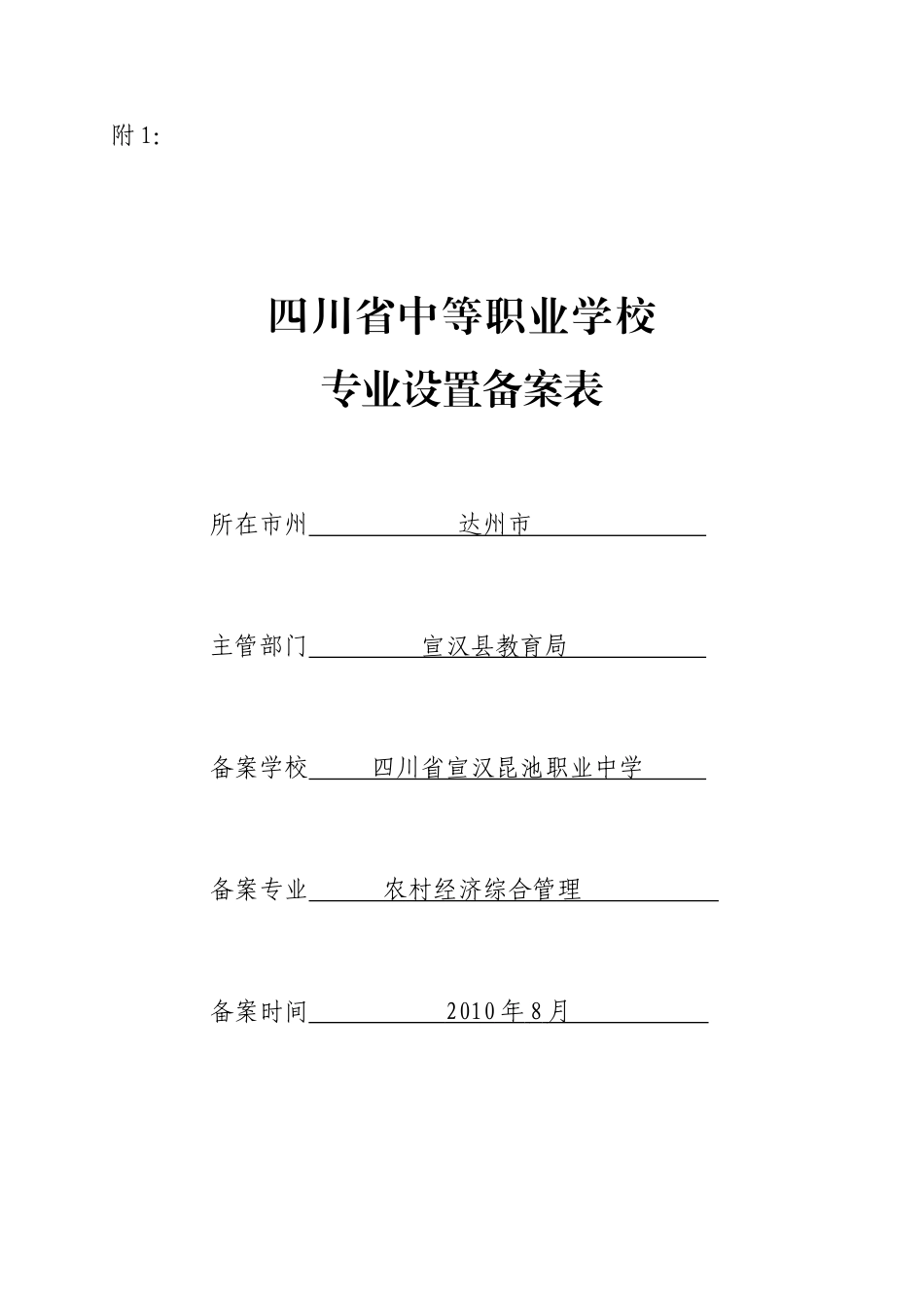 农村经济综合管理专业备案情况表_第1页