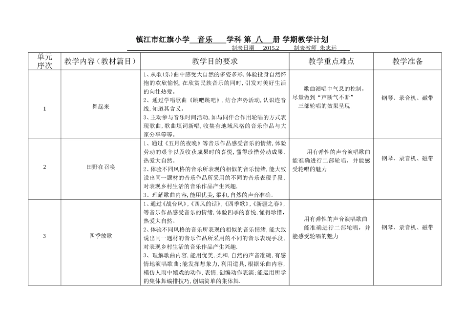 四下教学计划、进度表_第1页