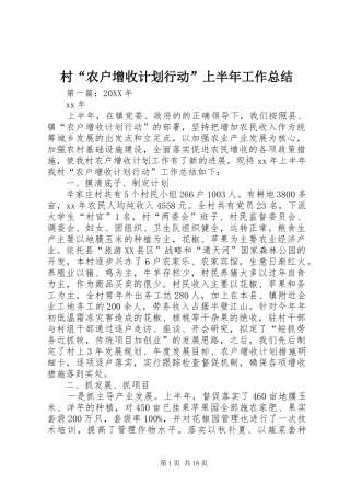 村“农户增收计划行动”上半年工作总结 