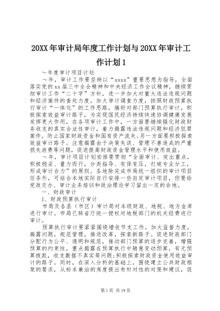 20XX年审计局年度工作计划与20XX年审计工作计划1_1