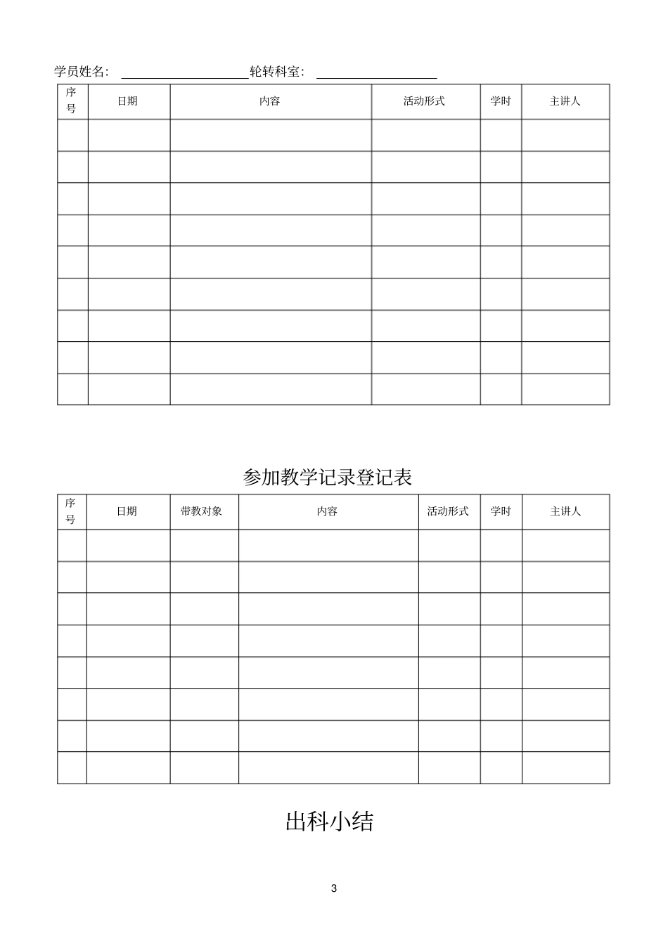 全科规培医技科室出科考核表_第3页