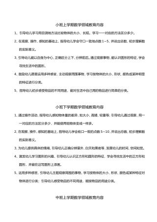 幼儿园数学领域教育内容