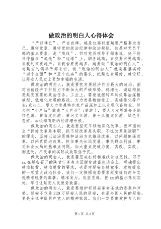 做政治的明白人心得体会