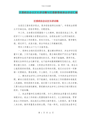 区委政法会议区长讲话稿与区委新春座谈会讲话汇编