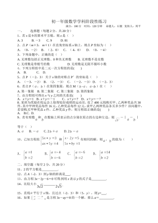初一年级数学学科阶段性练习