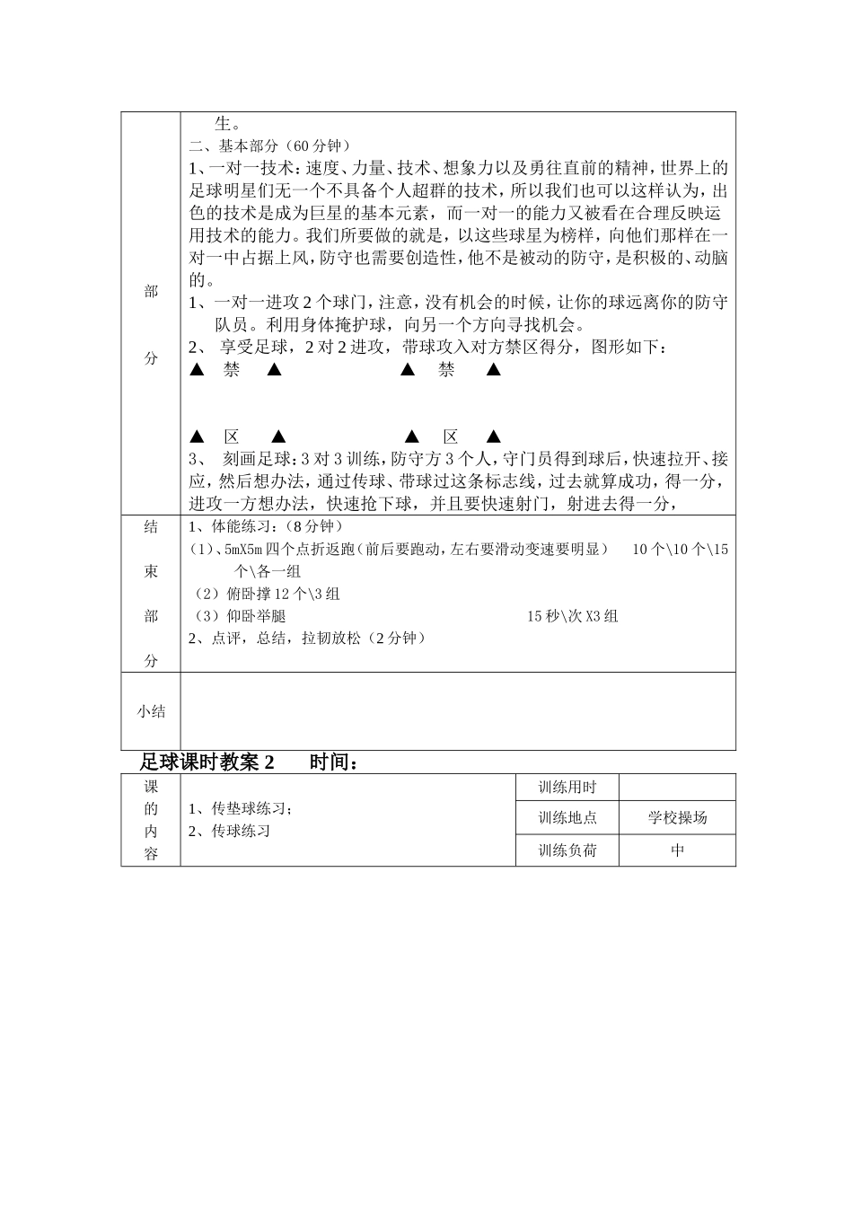 2014-2015第二学期足球课时教案_第2页