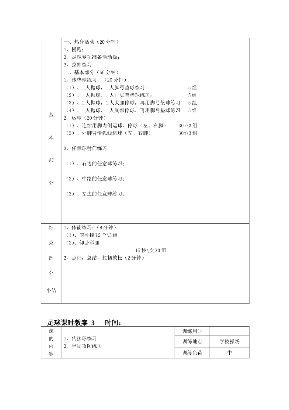 2014-2015第二学期足球课时教案_第3页