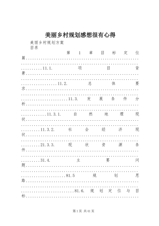 美丽乡村规划感想很有心得 