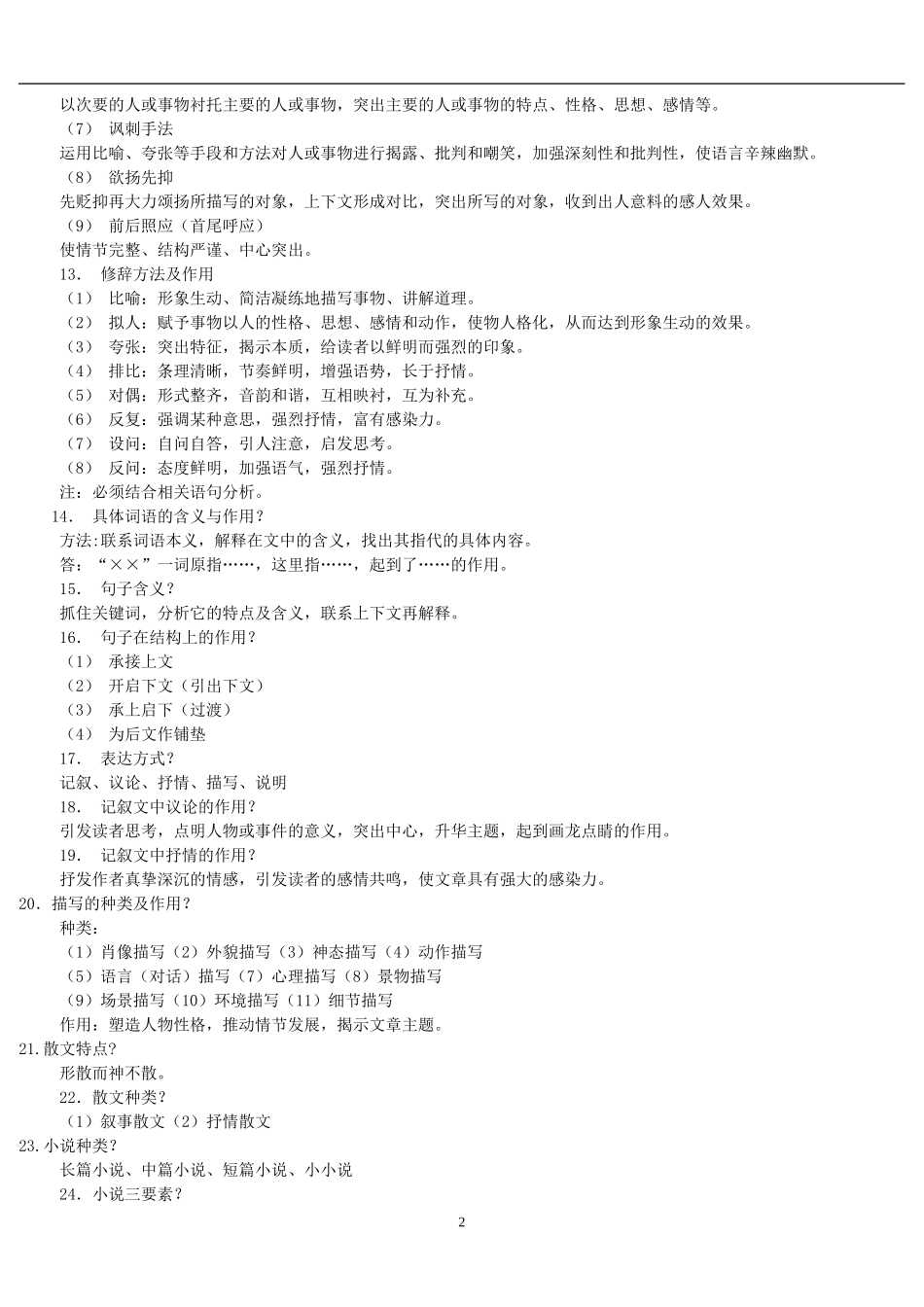 中考语文阅读答题技巧(全)_第2页