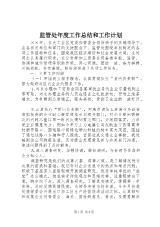 监管处年度工作总结和工作计划 