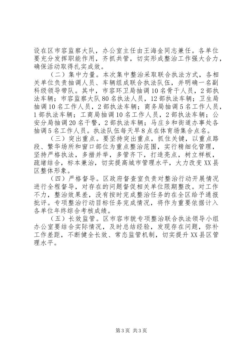 市容专项整治行动工作计划 _第3页
