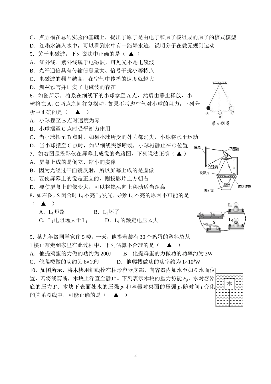 二模物理化学试卷_第2页