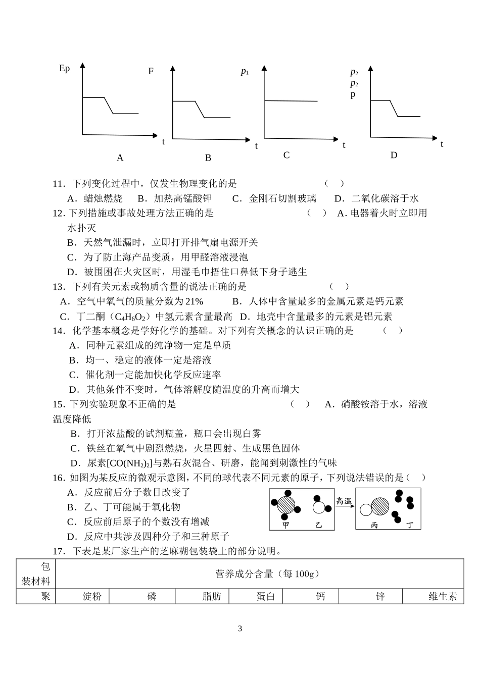 二模物理化学试卷_第3页