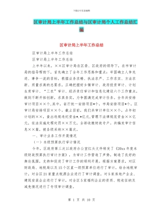 区审计局上半年工作总结与区审计局个人工作总结汇编