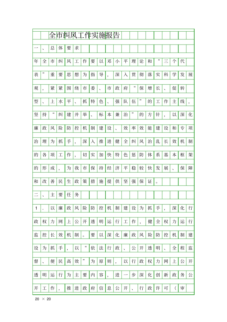 全纠风工作实施报告精品工作报告_第1页
