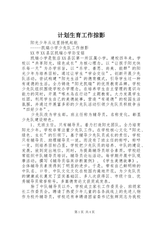 计划生育工作掠影 