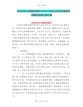 区府办幼儿园检查通告与县中小学幼儿园安全隐患专项整治实施方案汇编