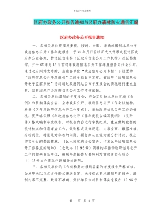 区府办政务公开报告通知与区府办森林防火通告汇编
