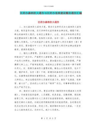 区府办森林防火通告与区府办违章建设整治通告汇编