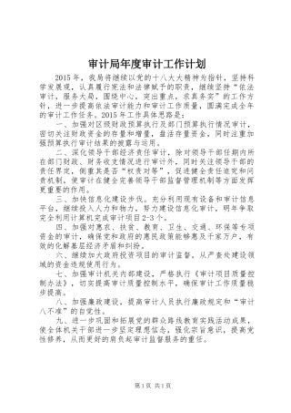 审计局年度审计工作计划 