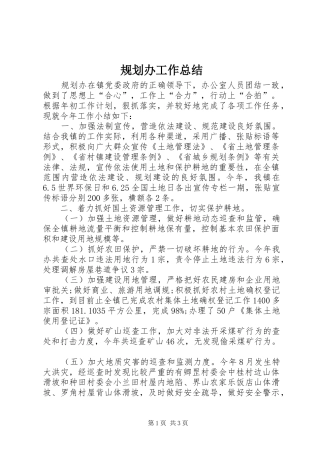规划办工作总结 