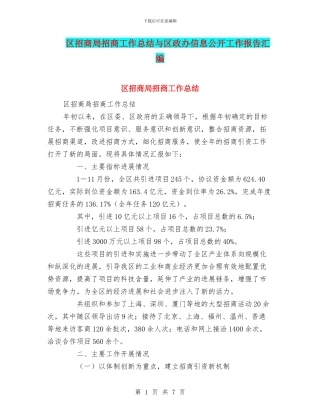 区招商局招商工作总结与区政办信息公开工作报告汇编