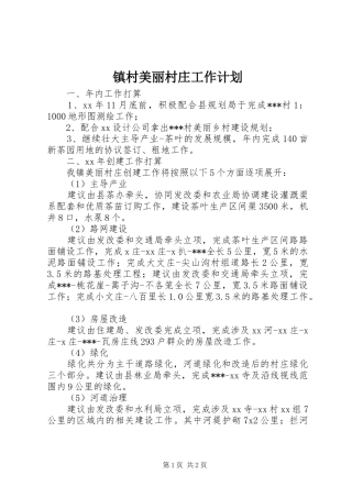 镇村美丽村庄工作计划 