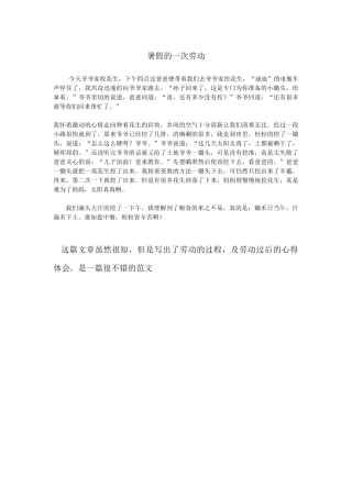 暑假的一次劳动