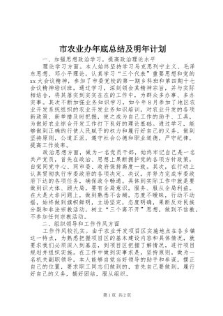 市农业办年底总结及明年计划 