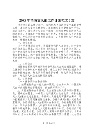20XX年消防支队的工作计划范文3篇