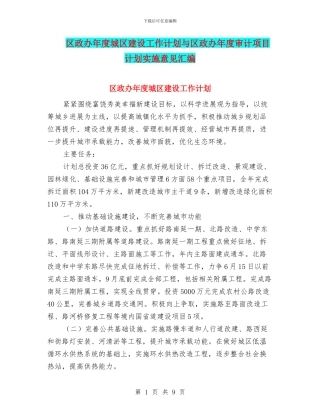 区政办年度城区建设工作计划与区政办年度审计项目计划实施意见汇编