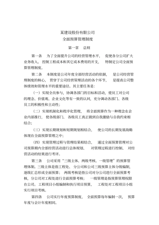 全面预算管理制度范本