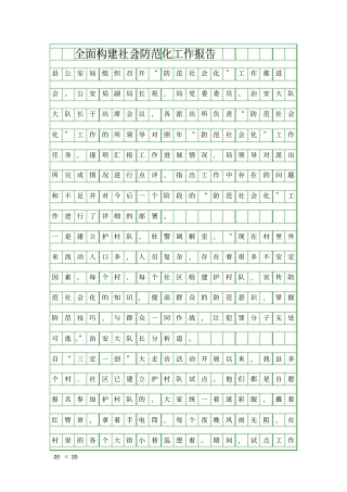 全面构建社会防范化工作报告精品工作报告