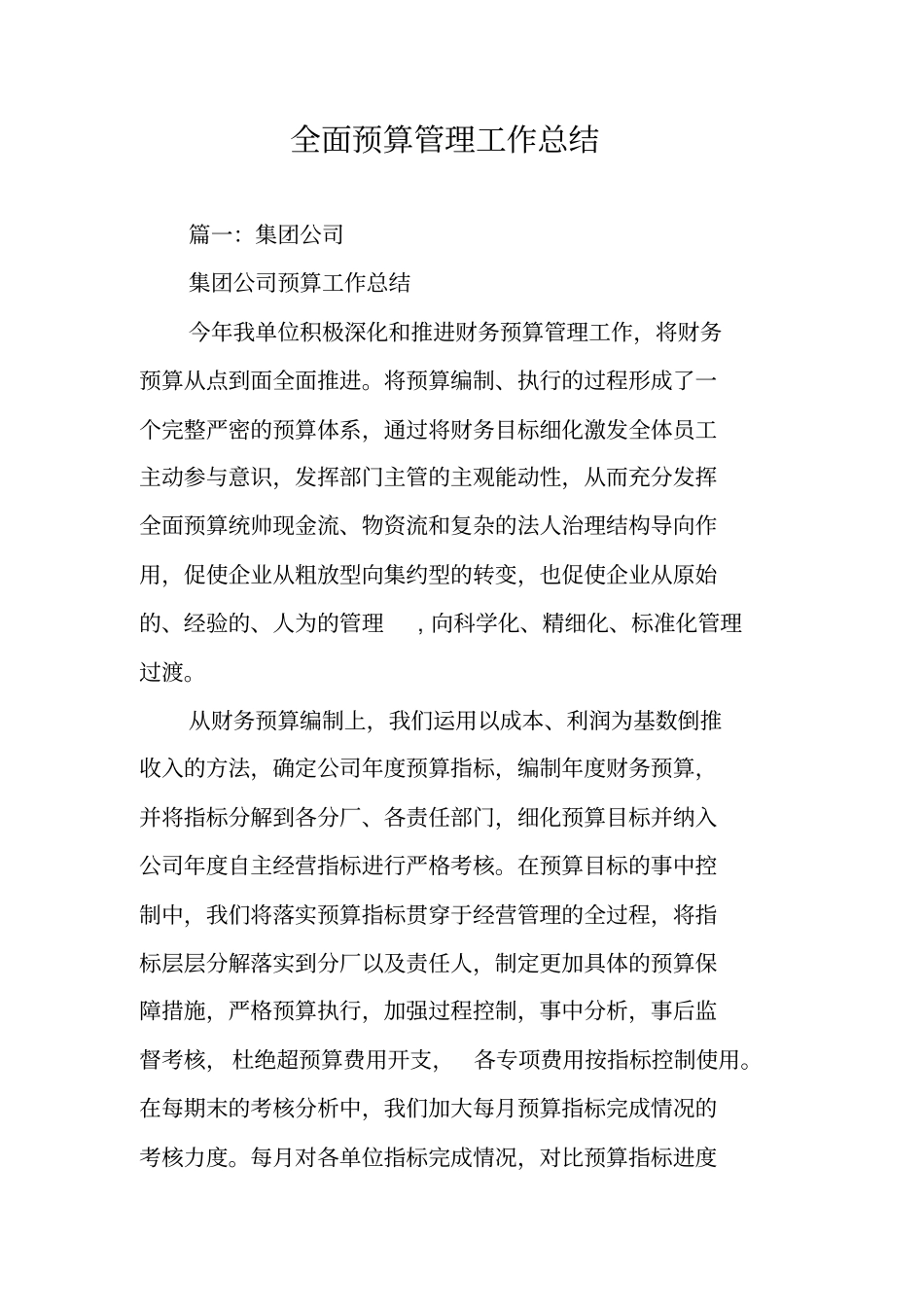 全面预算管理工作总结_第1页