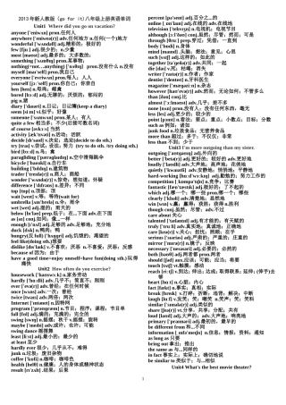 八上词汇表2