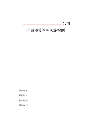 全面预算管理模板