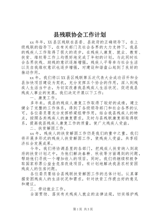县残联协会工作计划 