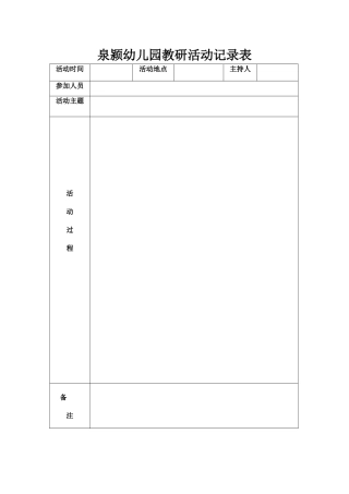 泉颍幼儿园教研活动记录