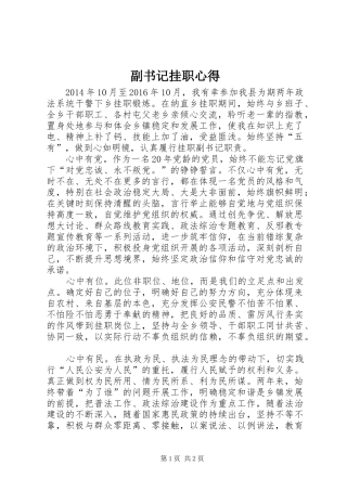 副书记挂职心得