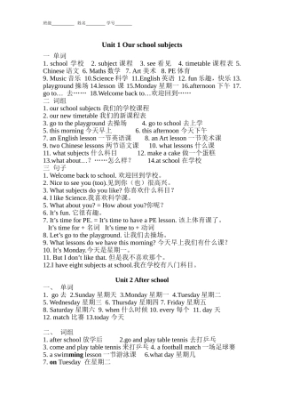 四年级下册单词词组句子汇总(2)
