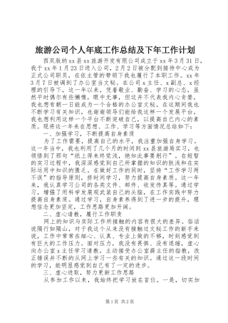 旅游公司个人年底工作总结及下年工作计划 