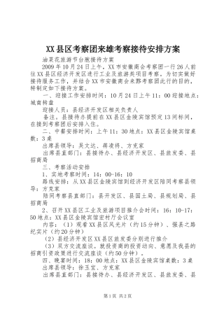 XX县区考察团来雄考察接待安排方案 