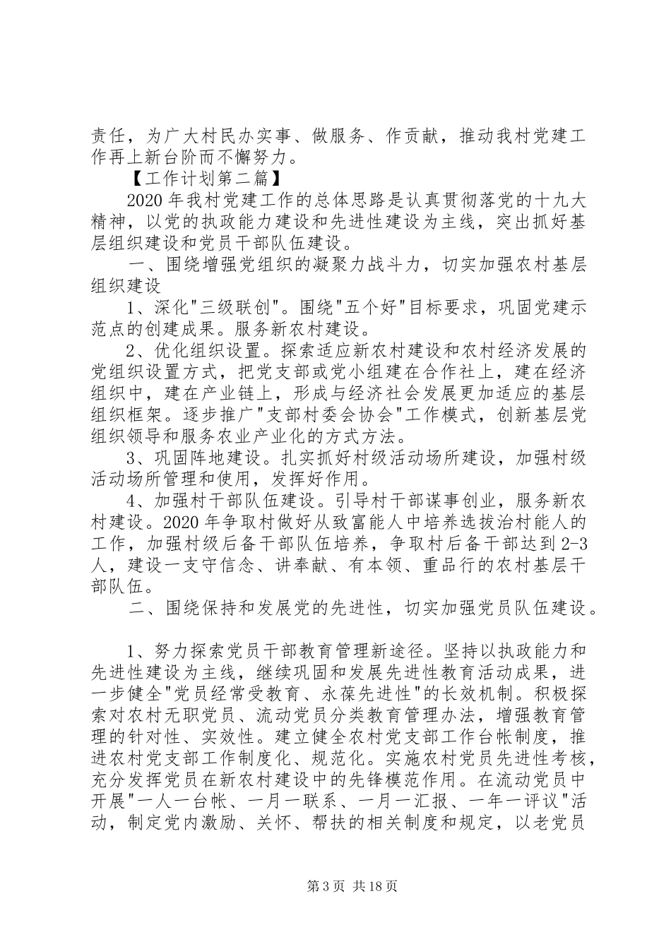 村支部书记XX年工作计划 _第3页