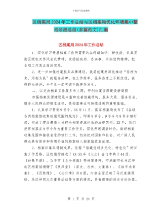 区档案局2024年工作总结与区档案局优化环境集中整治阶段总结汇编