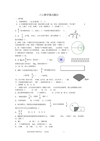 六年级上册人教版数学重点题目