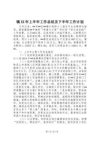 镇XX年上半年工作总结及下半年工作计划_1 